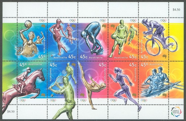 stamp aus 2000 aug. 17th ms olympic sports mi 1951 1960