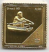 Stamp BRA 1980 June 30th OG Moscow gold 24 