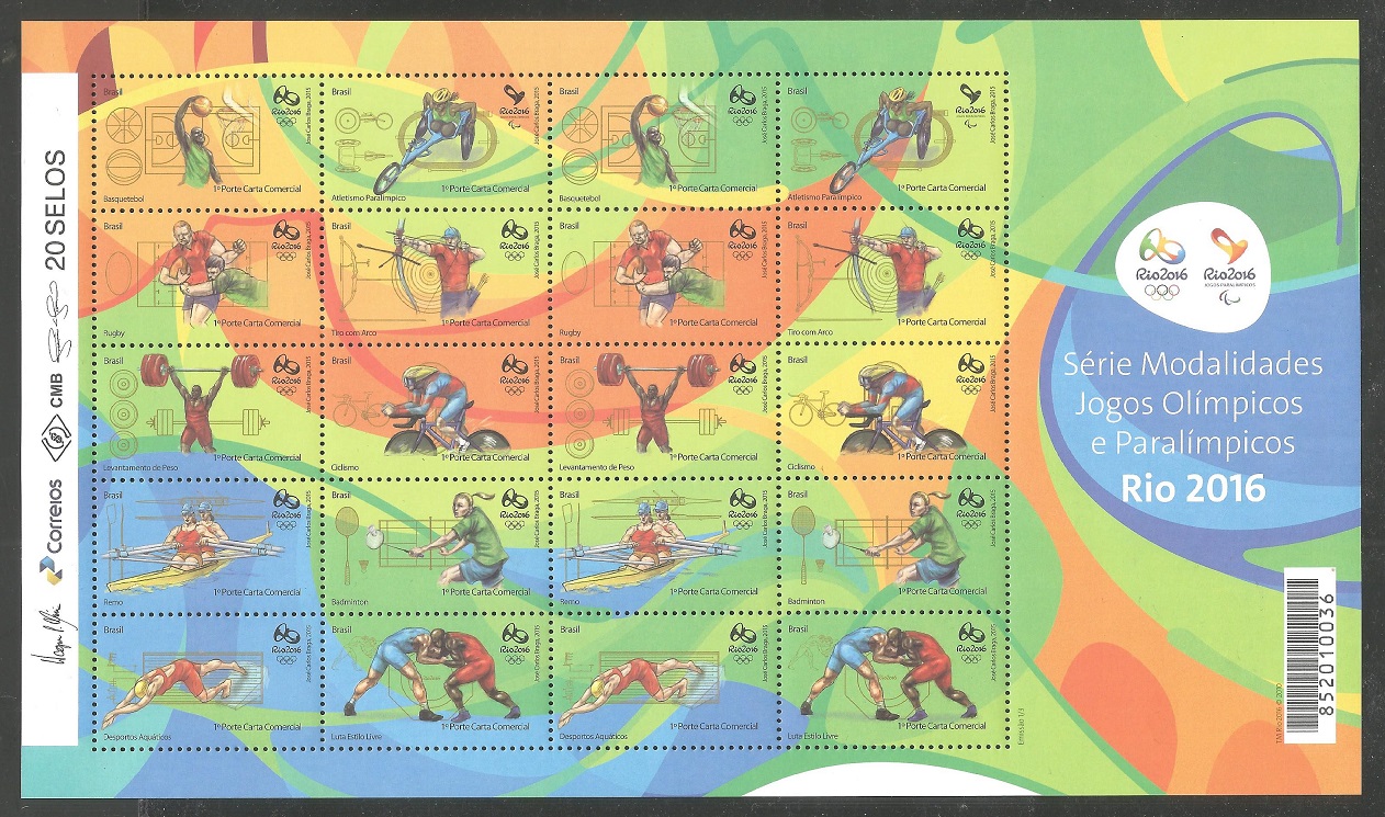 Stamp BRA 2015 March 24th OG Rio de Janeiro 2016 MS I