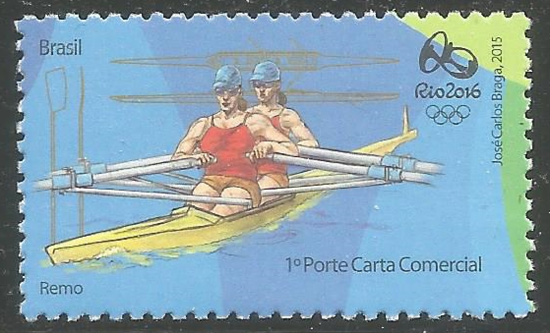 Stamp BRA 2015 March 24th OG Rio de Janeiro 2016 blue background