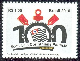 stamp bra 2010 sept. 1st sport club corinthians paulista 100 years centenary logo 