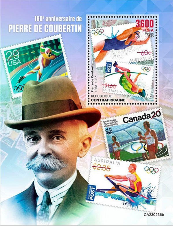 Stamp CAF 2023 SS depicting stamp AUS 2012 OG London 