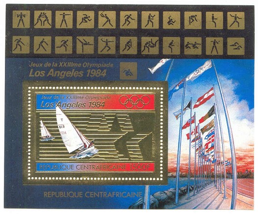 stamp caf 1982 july 24th ss og los angeles yachting mi bl. 200 a pictogram in margin 