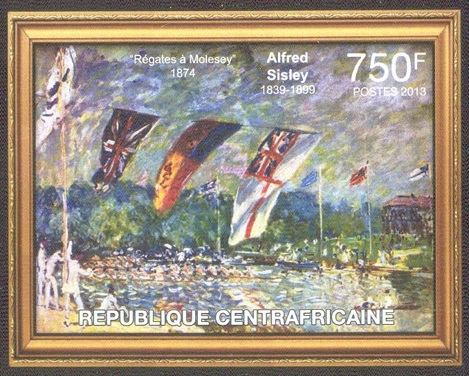 stamp caf 2013 imperforated painting rgates molesay 1874 by alfred sisley