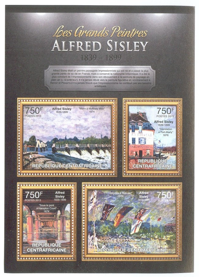 stamp caf 2013 ss perforated alfred sisley paintings