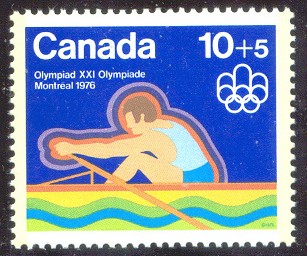 stamp can 1975 og montreal mi 583 coloured drawing of single sculler 