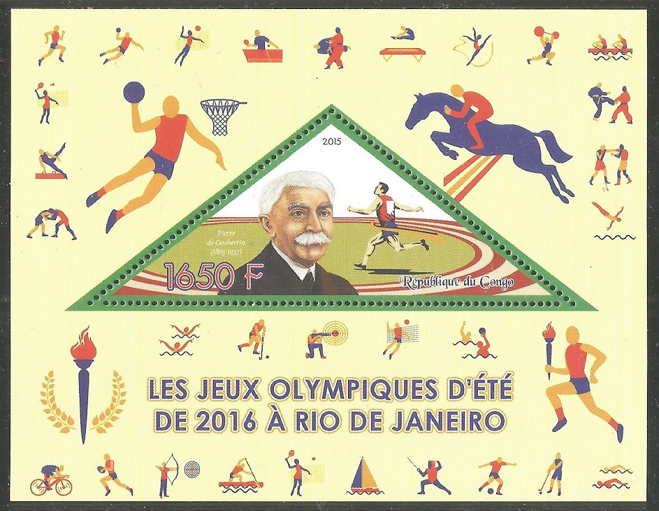 Stamp CGO 2016 July 23rd SS OG Rio de Janeiro rowing pictogram in upper right corner
