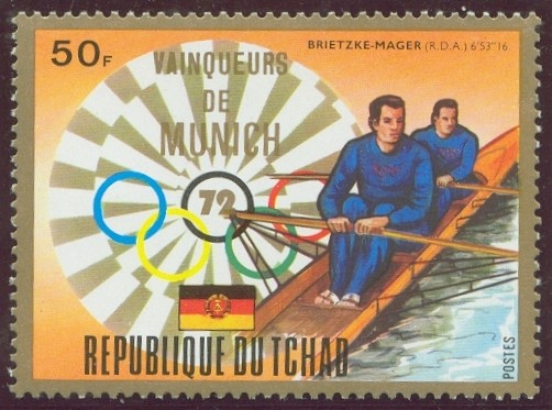 stamp cha 1972 dec. 22nd mi 643 og munich winners brietzke mager gdr