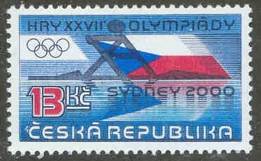 stamp cze 2000 aug. 30th og sydney mi 267 pictogram integrated into national flag 