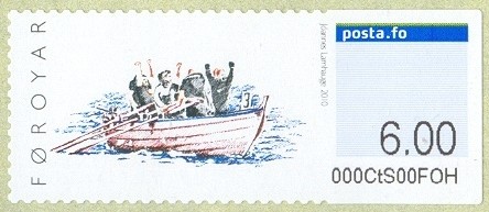 stamp den faroer islands 2010 sept. 20th mi 12 self adhesive regatta competitors rejoicing 