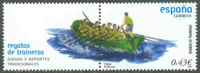 stamp esp 2008 july 16th mi 4341 coastal rowing gig 12