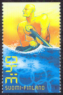 Stamp FIN 1996 June 3rd OG Atlanta Mi 1348 Sculler in very rough water
