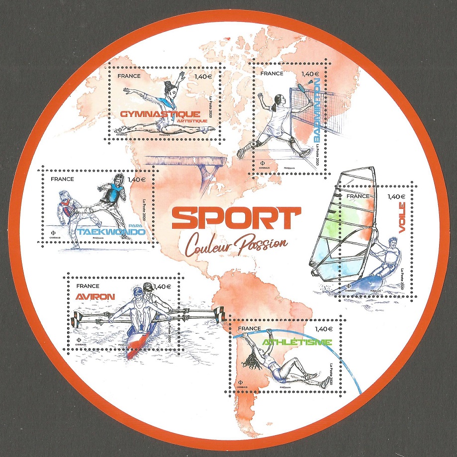 Stamp FRA 2020 Sept. 18th SS Sport Couleur Passion
