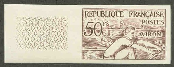 stamp fra 1953 nov. 28th french medal winners at og helsinki 1952 mi 982 imperforated proof brown colour