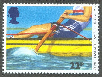 stamp gbr 1986 july 15th commonwealth games mi 1077 sweep oar rower 