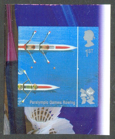 stamp gbr 2010 july 27th mi 2987 paralympic games london 2012 self adhesive birds eye view of two 2x crossing finish line 