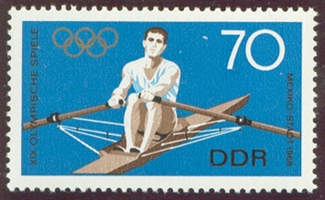 Stamp GDR 1968 Sept. 18th OG Mexico Mi 1409 Single Sculler