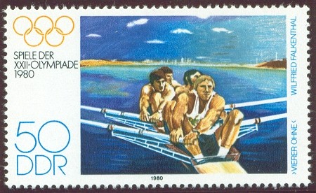stamp gdr 1980 apr. 22nd og moscow mi 2505 painting w. falkenthal coxless four depicting the famous leipzig 4 