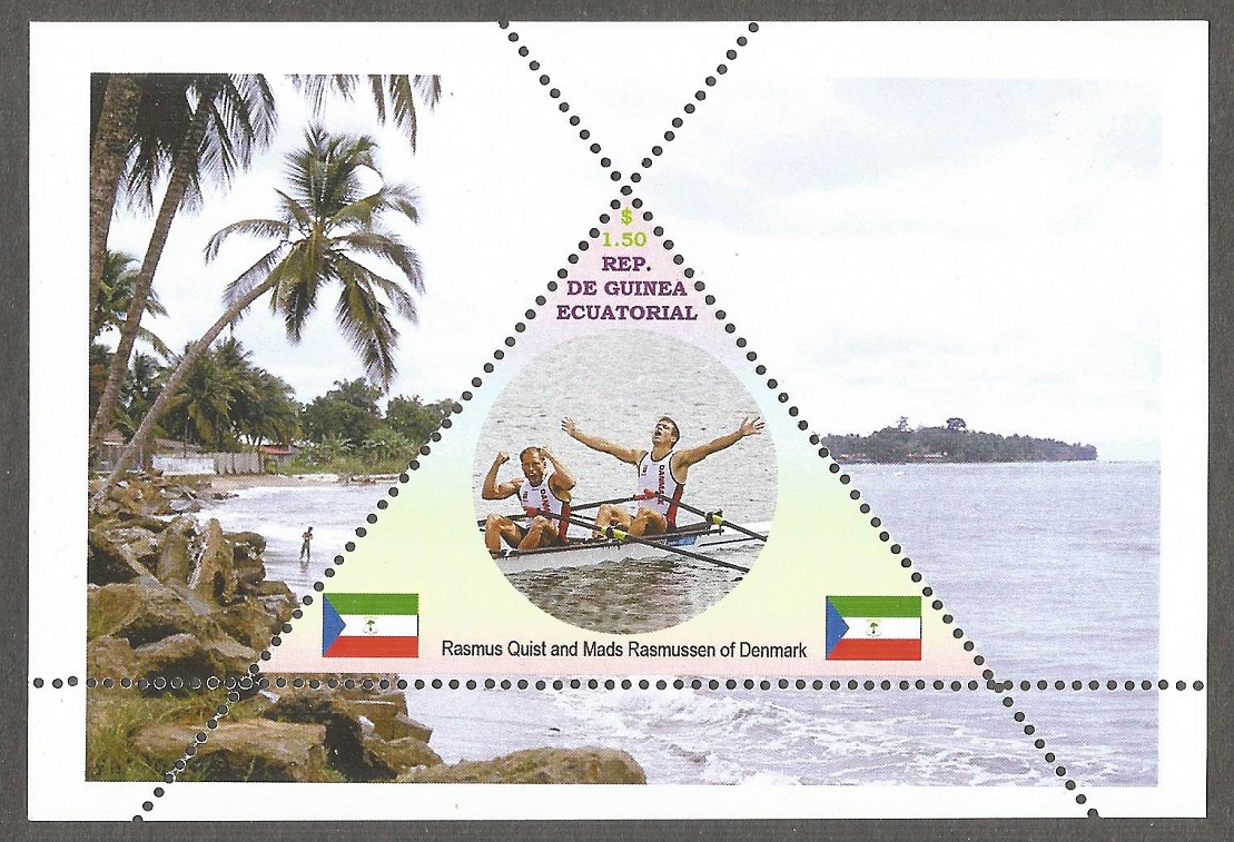 Stamp GEQ unauthorized undated issue Rasmus Quist Mads Rasmussen DEN LM2X gold medal winners OG London 2012