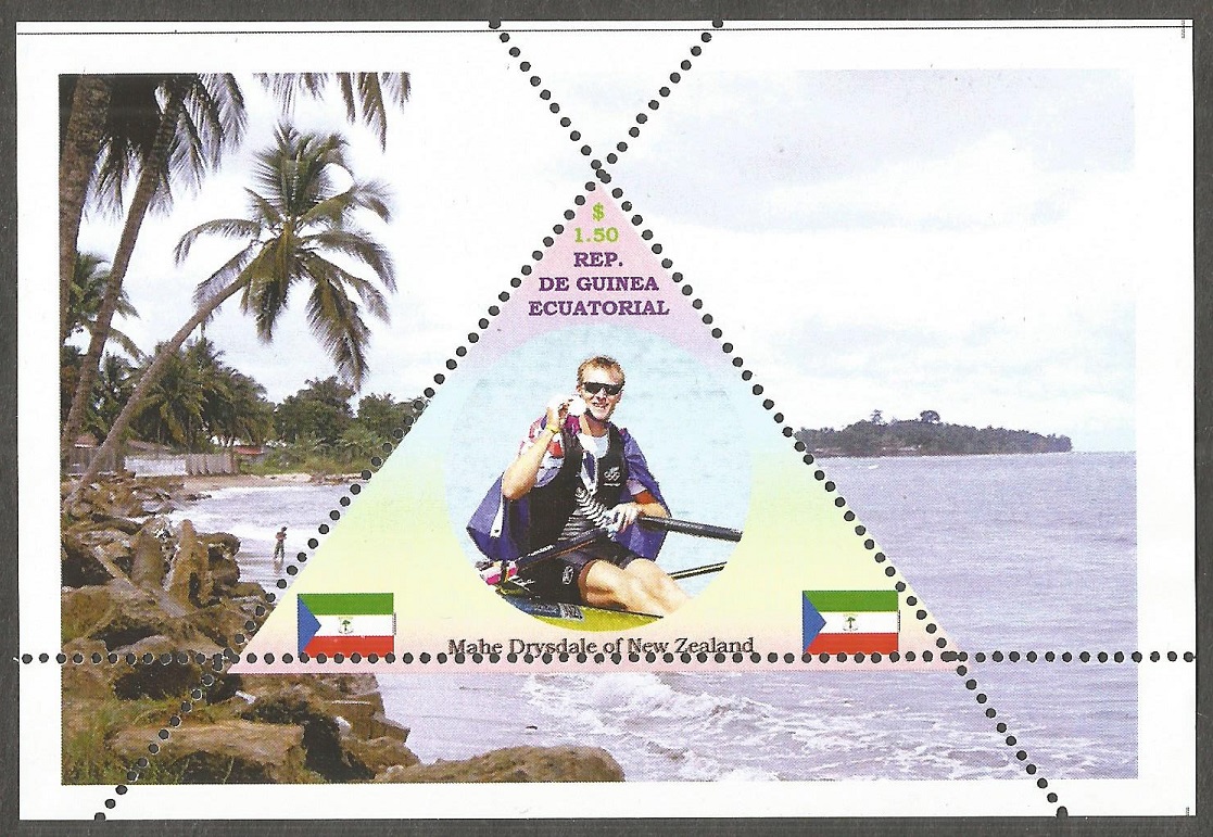 Stamp GEQ SS unauthorized undated issue depicting Mahe Drysdale NZL