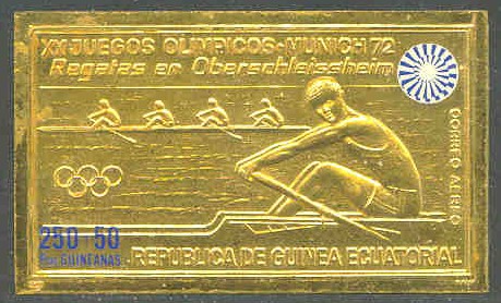 stamp geq 1972 july 25th og munich mi a 106 imperforated gold foil 4 race 200 issued