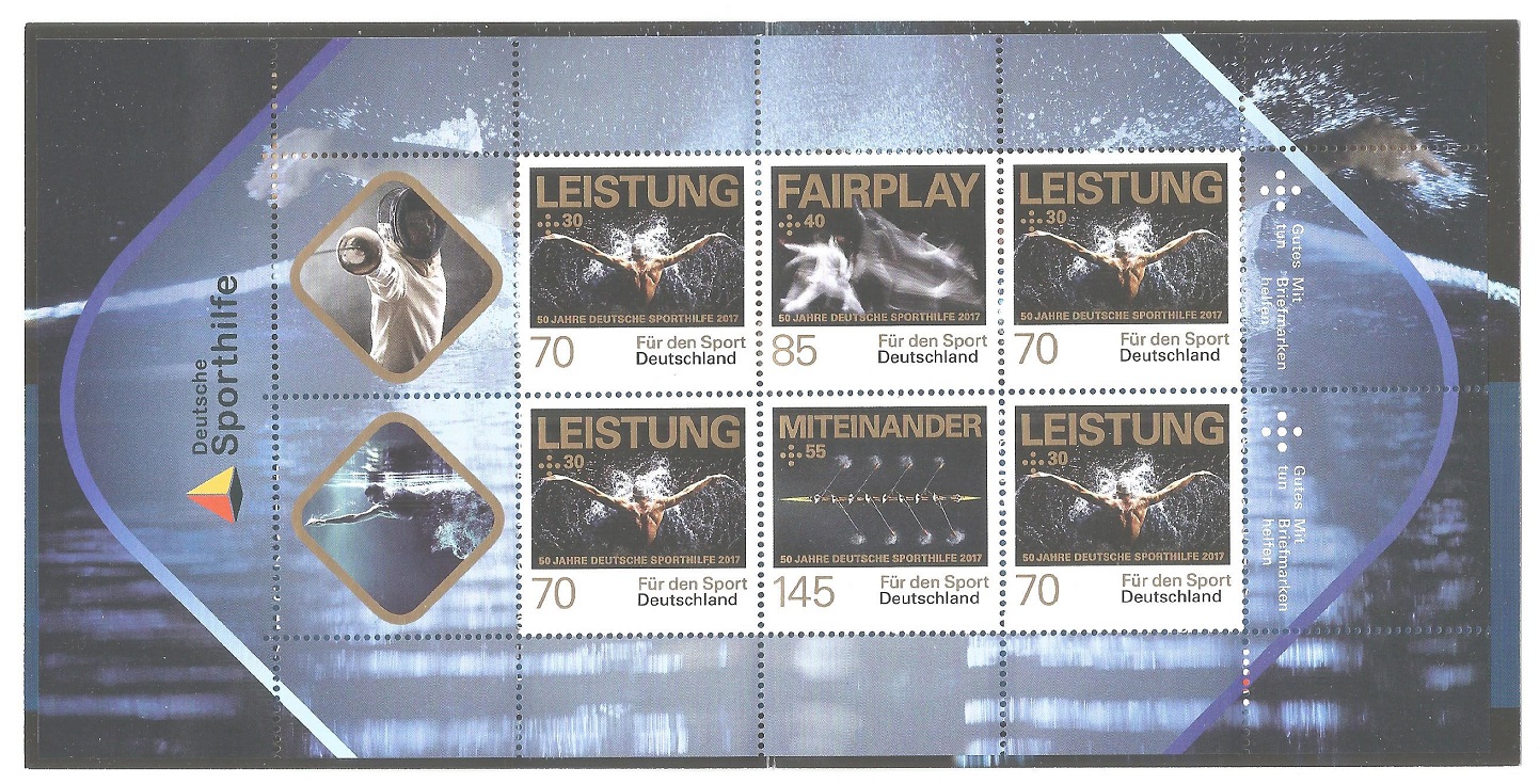 Stamp GER 2017 May 11th booklet 50 years Deutsche Sporthilfe MS