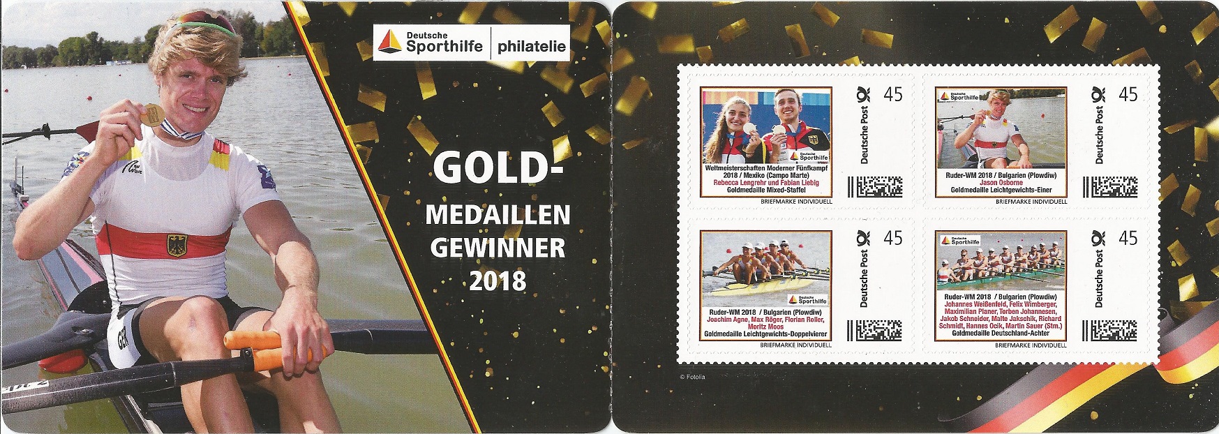 Stamp GER 2018 Deutsch Sporthilfe booklet German gold medal winners 2018