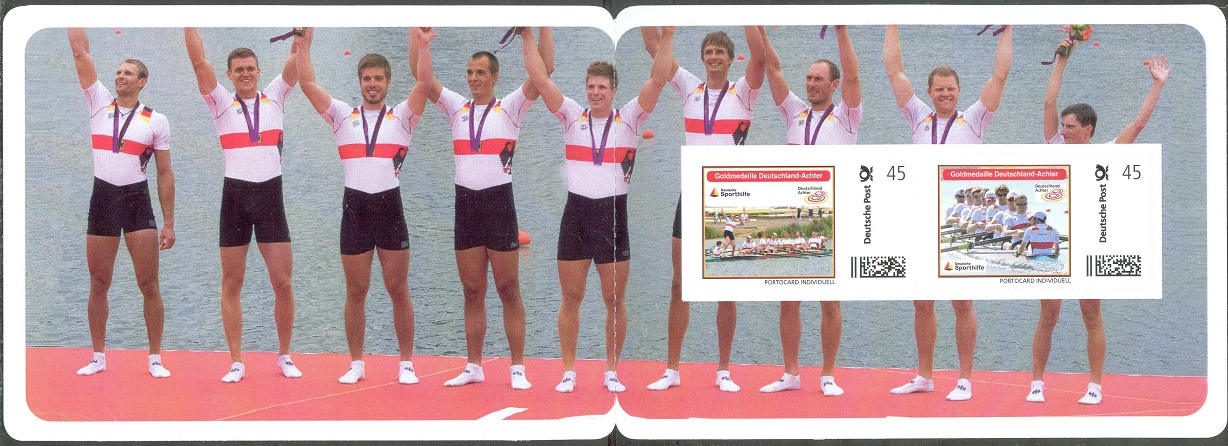 stamp ger 2012 deutsche sporthilfe og london booklet m8 gold medal for ger with two self adhesive stamps