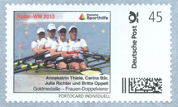 stamp ger 2013 deutsche sporthilfe w4x ger gold medal winner wrc chungju 2013