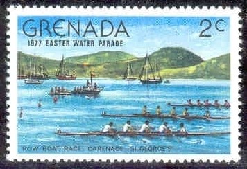 stamp grn 1977 apr. 13th easter water parade mi 834 three 4 racing 