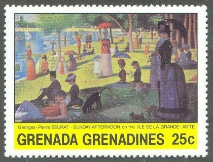 stamp grn grenadines 1981 jan. 25th paintings mi 432 g. seurat sunday afternoon 1885 