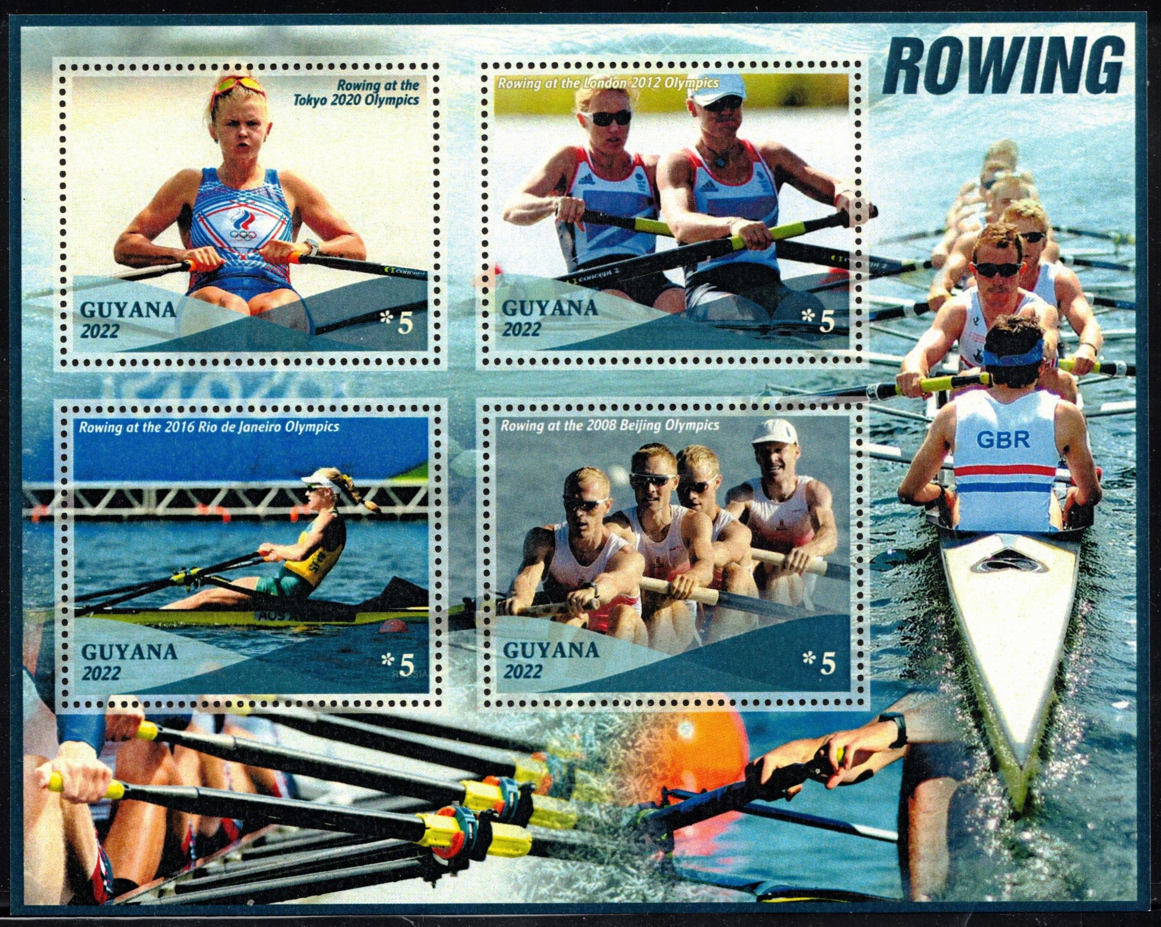 Stamp GUY 2022 SS unauthorized issue Competitors at Olympic Regattas 2008 2020