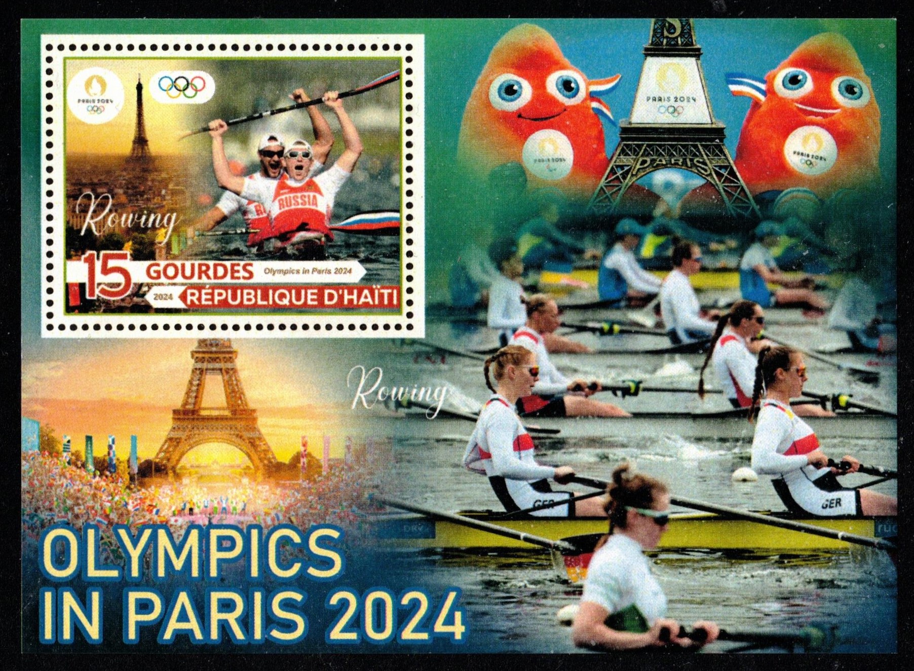 Stamp HAI 2024 SS OG Paris unauthorized issue Olympics in Paris 2024 Womens sweep oar race on tab.jpg II