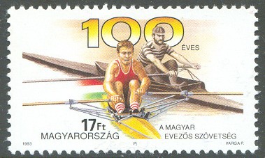 stamp hun 1993 febr. 25th hungarian federation 100 years two scullers in 19th and 20th century 