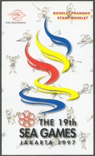 stamp booklet ina 1997 sept. 9th sea games mi 1716d 1719d sc 1720b mascot hanoman rowing on cover 