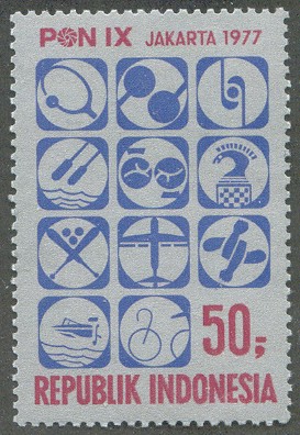 stamp ina 1977 national sports week jakarta mi 875