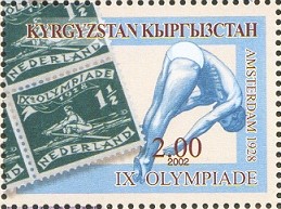 stamp kgz 2002 aug. 28th mi 288 history of summer olympic games amsterdam 1928 with mi ned 205