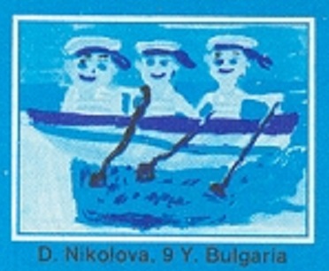 Stamp MGL 1988 Nov. 30th Mi Bl. 132 SS Children Childs drawing of a 3X detail