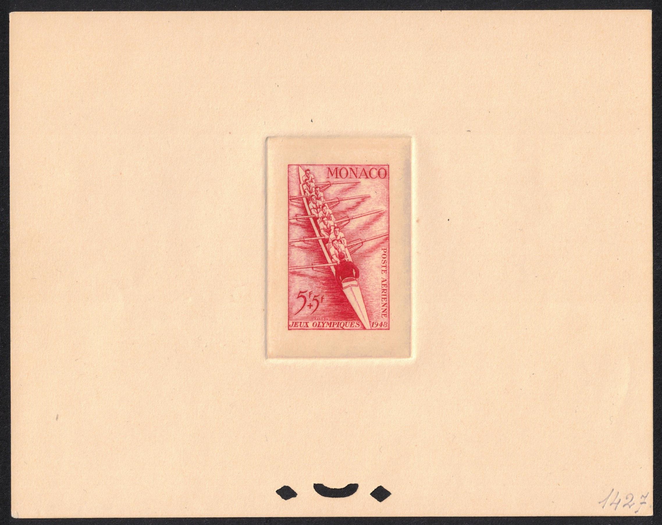 Stamp MON 1948 July 12th OG London Proof in red colour