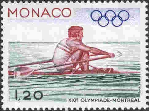 stamp mon 1976 may 3rd og montreal mi 1228 single sculler catching the water 