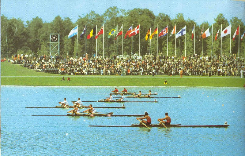 stamp ajman 1972 mi 2620 finalists of 2x event parading at og munich copy of original photo
