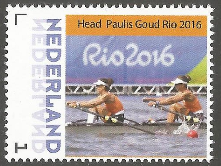 Stamp NED 2016 OG Rio de Janeiro Ilse Paulis Maaike Head NED LW2X gold medal winners