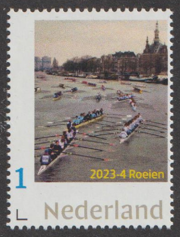 Stamp NED 2023 Eights assembling at the start of the Head of the Amstel Amsterdam personalized issue