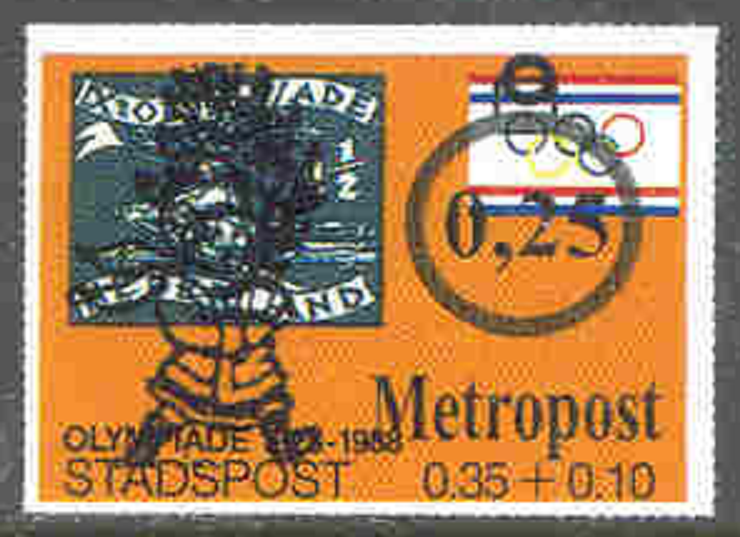 Stamp NED Local Mail Metropost Image of stamp NED 1928 overprinted