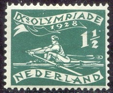 stamp ned 1928 march 27th og amsterdam mi 205 single sculler 