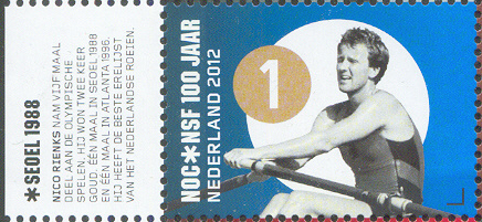stamp ned 2012 noc nsf centenary nico rienks gold medal winner at og seoul 1988 m2x and atlanta 1996 m8