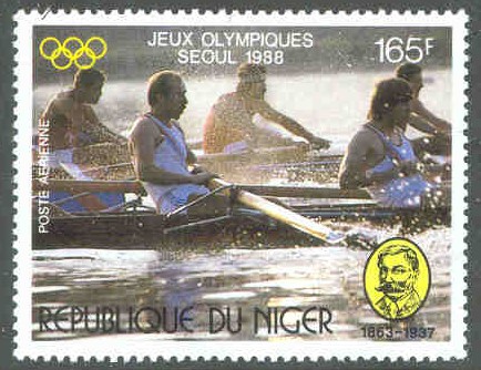 stamp nig 1988 june 22nd og barcelona mi 1050 sweep oar race 