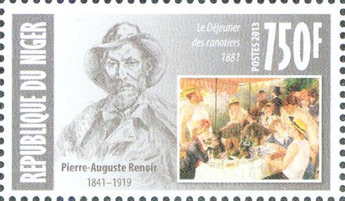 stamp nig undated painting le djeuner des canotiers 1881 by pierre auguste renoir 1841 1919