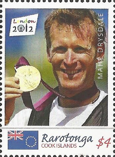Stamp COK RAROTONGA OG London 2012 M1X gold medal winner Mahe Drysdale NZL