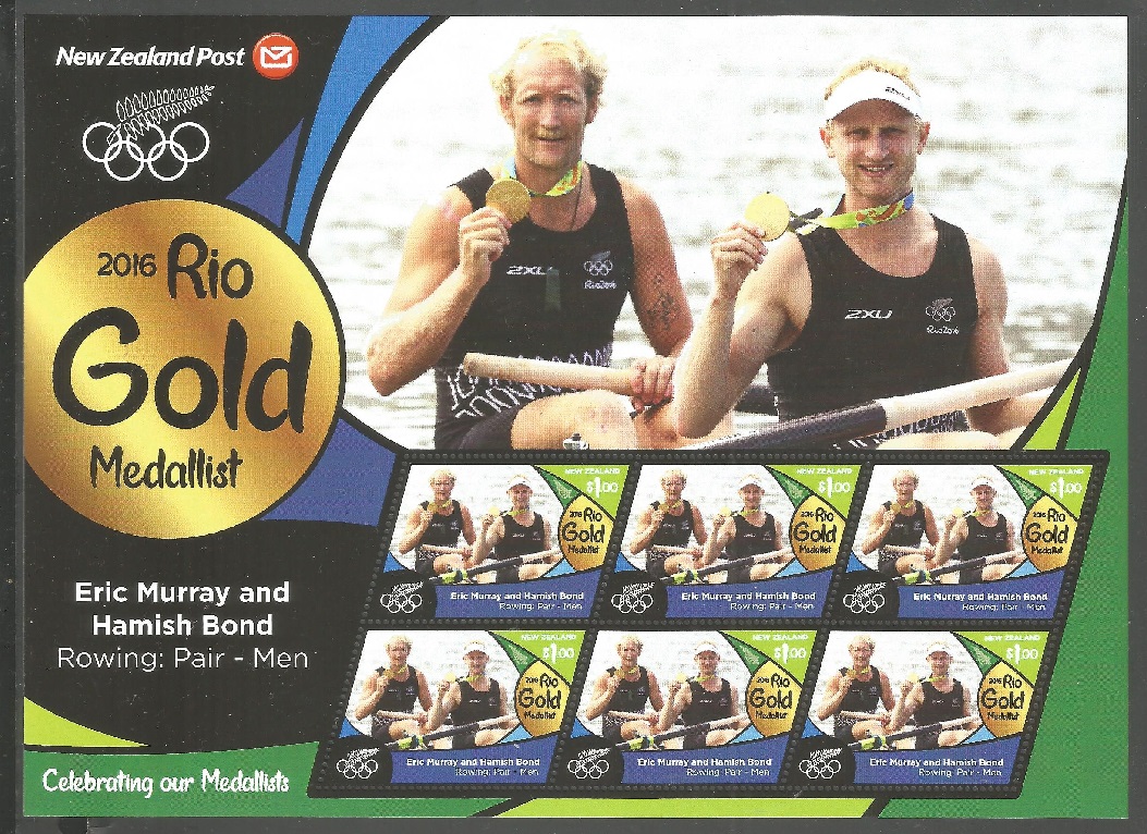 Stamp NZL 20116 MS OG Rio de Janeiro M2 gold medal winners Eric Murray Hamish Bond
